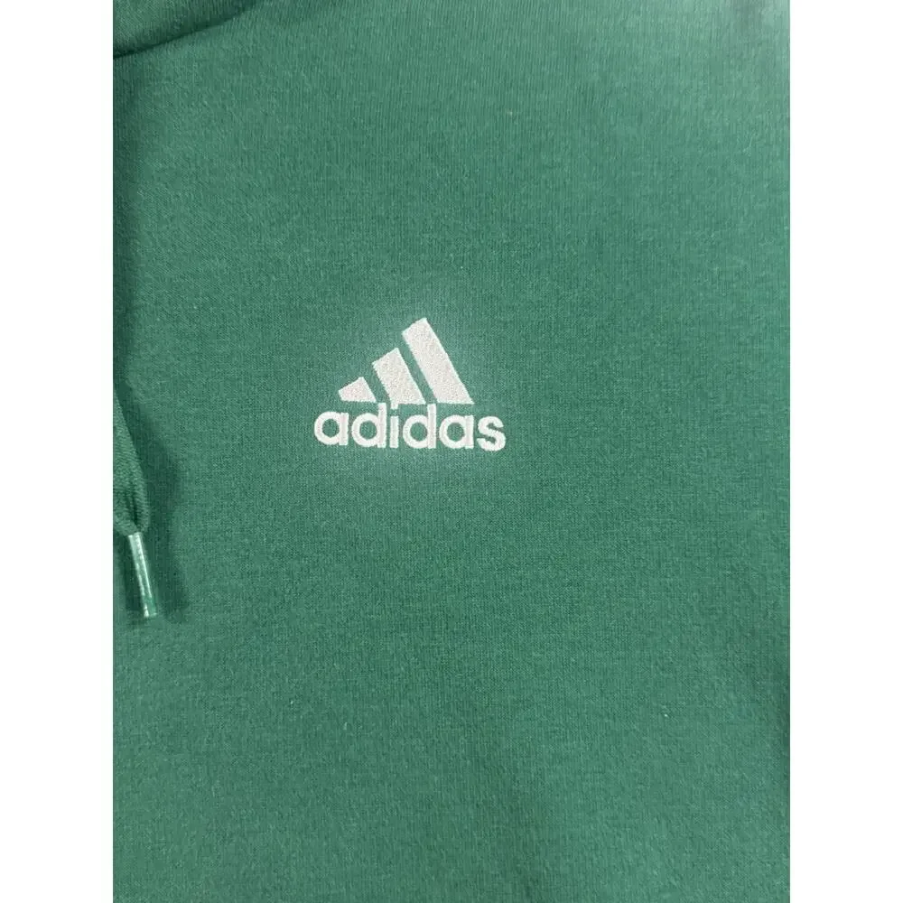 Adidas Men’s Small Green Pullover Hoodie Logo Sweatshirt Fleece Kangaroo Pocket